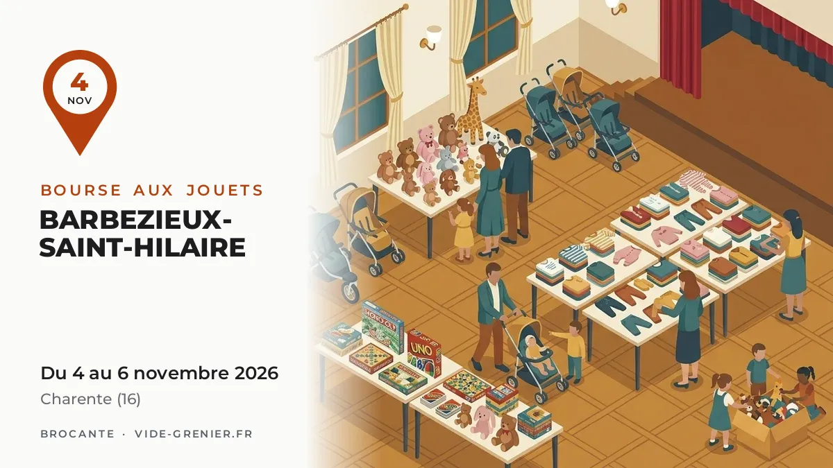 Bourse aux jouets à Barbezieux-Saint-Hilaire, du 4 au 6 novembre 2026